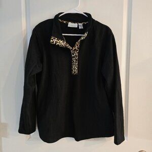 VivampLou Black and Leopard Pullover Jacket